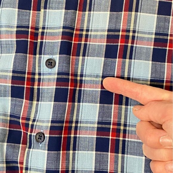 Haupt Regular Fit 41/42 Blue Plaid Checketed Short Sleeve Shirt 16.5 Germany - Picture 13 of 16